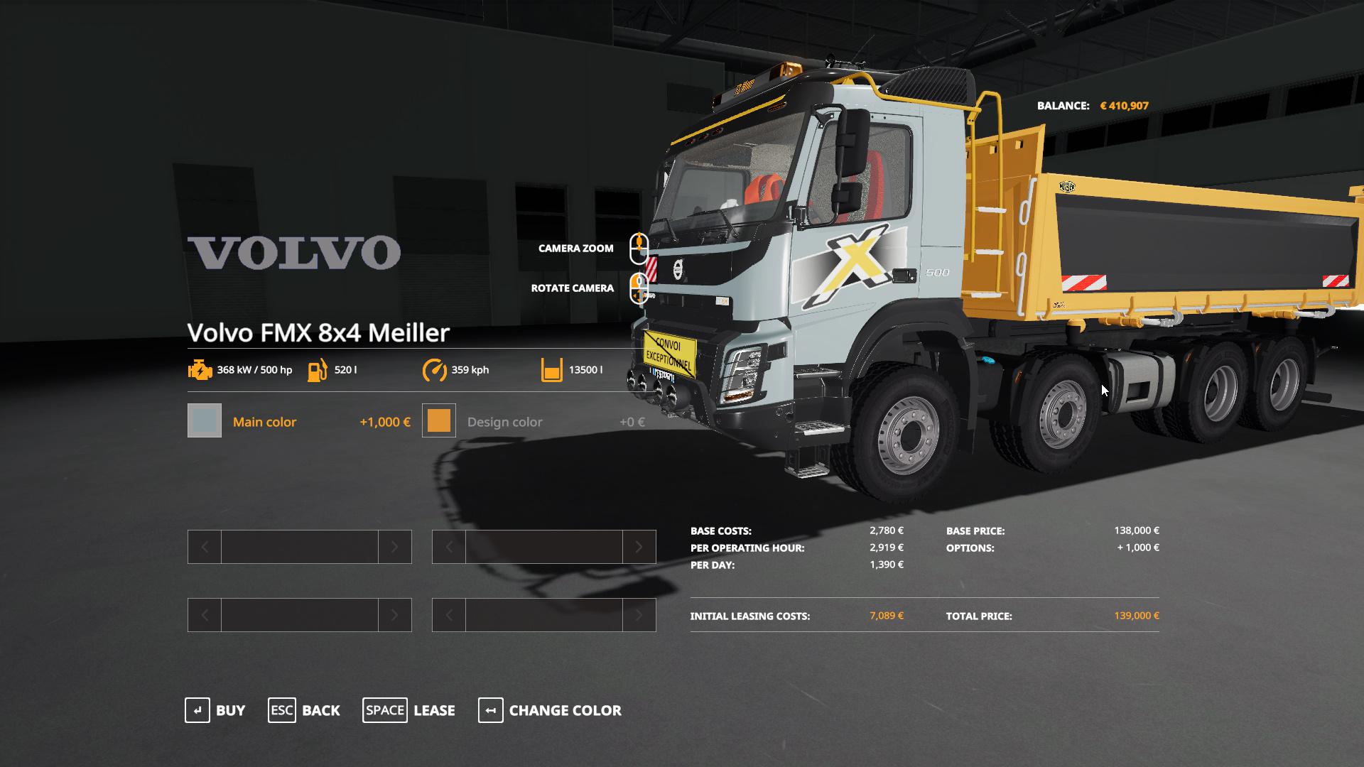 Volvo FMX 500 8x4 Day Cab Meiller-Kipper for Farming Simulator 2017